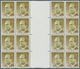 Spanien: 1986, Definitives Juan Carlos, 4pts. Yellow-olive, Gutter Block Of 16, Unmounted Mint. Edif - Other & Unclassified