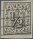 Hamburg - Marken Und Briefe: 1859: ½ Schilling Schwarz, Entwertet Mit Nahezu Vollständig Abgeschlage - Hamburg