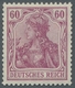 Deutsches Reich - Germania: 1905, Germania 60 Pfennig Dunkelrötlichlila Im Seltenen Friedensdruck Po - Sonstige & Ohne Zuordnung