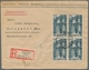 Saarland (1947/56): 1948, "14 Und 50 Fr. Saar III", Je Als Viererblock Auf Flugbrief Nach Stockholm - Unused Stamps