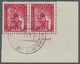 Saarland (1947/56): 1949, "Uni Saar", Gestempeltes Eckrandpaar Mit Druckdatum (gepr. Hoffmann BPP) S - Unused Stamps