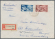 Saarland (1947/56): 1950, 25 F Und 200 Fr. Aufnahme Des Saarlandes In Den Europarat Auf R-Brief Ab " - Ungebraucht