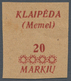 Feldpost 2. Weltkrieg: 1923, 20 M. Auf 5 C. Geschnittene ANDRUCKPROBE Nur Des Aufdrucks Auf Braunem - Sonstige & Ohne Zuordnung