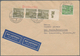 Berlin: 10 U. Waager. 3er Streifen 50 Pf. Bauten Vom Oberrand Zusammen Auf Lp-Übersee-Drucksache Ab - Covers & Documents