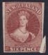 CLASSIC NEW ZEALAND MNG 6d CHALON IMPERF DAVIES PRINT PAPERFOLD - Ungebraucht