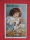 Holidays & Celebrations > Easter  Greetings  Embossed  Girl With Rabbit      Ref 3687 - Ostern