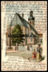 ALTE LITHO POSTKARTE GRUSS AUS BRUCHSAL STADTKIRCHE 1903 Church église Frau Hut Hund Kind Ansichtskarte AK Postcard Cpa - Bruchsal