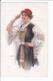 Femme Saluant En Costume Bulgare (dessin Signé USABA) - Costumes