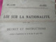 14 AOUT 1927 - LOI SUR LA NATIONALITE SUIVIE DES DECRET ET INSTRUCTIONS N°146 - JOURNAL OFFICIEL - Décrets & Lois