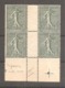 Bloc De 4  Bord De Feuille  15 C   Semeuse  Impression Recto Verso ( Type 1 Et 2 Se Tenant ? ) - 1906-38 Sower - Cameo