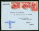 CONGO BELGE "LIBENGE 26/8/46" Sur N° 241 (x3). Sur Enveloppe Par Avion Pour La France - Storia Postale