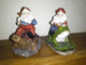 2 NAINS DE JARDIN MINIATURE - Résine - Sur GRENOUILLE Et TORTUE - 10cmx9cmx7cm - Figurines Récente - Frösche