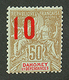 DAHOMEY : 10 S/ 50c Légende Rouge (n°41) Neuf *. Cote 1250€. Tirage 450. Certificat SCHELLER. Superbe. - Autres & Non Classés