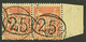 Paire 25c S/ 40c (n°27) Oblitérée. 2 Dents Courtes. Certificat ROUMET(2004). Ce Timbre Est Trés Rare En Multiple. Cote 2 - Other & Unclassified