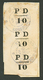 ST PIERRE ET MIQUELON - Emission Provisoire : 10c (n°16A) Bande De 3 Obl. Sur Fragment. Quelques Tâches De Colle (timbre - Andere & Zonder Classificatie