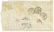 "VOIE De SUEZ" : 1857 20c(n°14) + 40c (n°16) + 80c (n°17)x3 Obl. PC 441 + T.15 BORDEAUX Rouge + Cachet Rare SUEZ Encadré - 1853-1860 Napoléon III