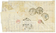 "VOIE De SUEZ" : 1857 20c(n°14) + 40c (n°16) + 80c (n°17)x3 Obl. PC 441 + T.15 BORDEAUX Rouge + Cachet Rare SUEZ Encadré - 1853-1860 Napoleon III