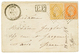 "PETIT CHIFFRE De JAFFA" : 1858 10c Nuance CITRON (n°13l) + 40c (n°16) Obl. PC 3768 + JAFFA SYRIE Sur Enveloppe Avec Tex - Sonstige & Ohne Zuordnung