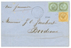 "Affrt à 12c" : 1869 AIGLE Paire 1c + 10c(pd) Sur IMPRIME Complet De POINTE A PITRE Pour BORDEAUX. TB. - Sonstige & Ohne Zuordnung