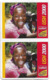 Uganda - Celtel - Smiling Young Girl (2 UNCUT Half Size Cardboard Cards), GSM Refill 2.000Ush, Exp.30.04.2009, Used - Oeganda