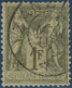 France Colonies Zanzibar Sage 1fr Vert Bronze Obl Dateur De Zanzibar 25 MAI 1891 TTB - Usados