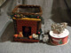 Lot Decorations Noel :panier + Piques Cadeaux Argentés + 1 Rouleau Motifs Noel - Decorative Items