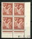 N° 431 ** (MNH) Cote 14€. Coin Daté Du 27/5/40. Bloc De Quatre "Iris". - 1940-1949