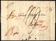 HAMBURG - GRENZÜBERGANGSSTEMPEL 1844, T 17 SEP, In Rot Auf Brief Von Meuritz (Polen) Nach London, Roter, Nicht Lesbarer  - Precursores