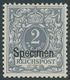 Dt. Reich 52SP *, 1900, 2 Pf. Lebhaftgrau, Falzrest, Pracht, Kurzbefund Jäschke-L., Mi. 100.- - Other & Unclassified