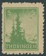 THÜRINGEN 94AYbz2 **, 1945, 5 Pf. Dunkelsmaragdgrün, Spargummierung, Dickes Papier, Fallende Papierstreifung, Pracht, RR - Sonstige & Ohne Zuordnung