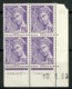 N° 413 ** (MNH) Coin Daté Du 10/1/39. Bloc De Quatre "Mercure". - 1930-1939