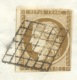 N°1 CERES 10c BISTRE SUR GRANDE LETTRE SANS CORRESPONDANCE / GRILLE/  FOUGERES POUR ST HILAIRE DES LANDES / 1851 - 1849-1876: Période Classique