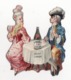 Chromo   VICHY LARDY   Couple, Bouteille D'eau, éventail      11 X 9 Cm - Autres & Non Classés