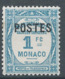 MONACO 1937 - YT N°150 - 1 F. Bleu Clair - Timbres Taxe De 1924-32 Surchargés - Neuf** - TTB Etat - Neufs