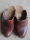 Vintage - Paire De Sabots En Bois Et Cuir Marron - Schuhe