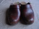Vintage - Paire De Sabots En Bois Et Cuir Marron - Zapatos