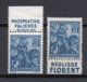 - FRANCE N° 257a X 2 Neufs ** MNH - 50 C. Bleu, Type I, AVEC BANDE PUBLICITAIRE - Cote 10 EUR - - Neufs