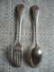 1 Fourchette  + 1 Cuillère + 1 Petite Cuillère + Petite Louche à Crème Ou Autre - Métal Argenté - Vintage - Silverware