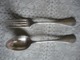 1 Fourchette  + 1 Cuillère + 1 Petite Cuillère + Petite Louche à Crème Ou Autre - Métal Argenté - Vintage - Silverware