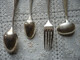 Delcampe - 1 Fourchette  + 1 Cuillère + 1 Petite Cuillère + Petite Louche à Crème Ou Autre - Métal Argenté - Vintage - Silverware