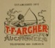USA 1916 T F ARCHER Auctioneer Commissaire Priseur Jamaica New York Tir à L' Arc Flèche Bow Arrow Bogen Archery - United States