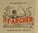 USA 1916 T F ARCHER Auctioneer Commissaire Priseur Jamaica New York Tir à L' Arc Flèche Bow Arrow Bogen Archery - Etats-Unis