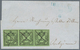 Oldenburg - Marken Und Briefe: 1852 - ⅓ Sgr. Schwarz Auf Gelbgrün, Im Waagerechten DREIERSTREIFEN In - Oldenbourg
