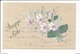 CARTE CELLULOID  Avec Dessin  ( Peinte )  Fleurs   ( Recto Verso ) - Autres & Non Classés