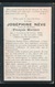 JOSEPHINE NEVE - LESSINES 1838 - 1923   2 SCANS - Obituary Notices