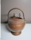 Cuivre Ancien Verseur Pot, Poignée Porcelaine, Tête De Lion - Rame