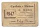G MOSS EAUZE GERS CYCLES MOTOS 1947 ERKA BIRMA - TASTET - CALENDRIER - Formato Piccolo : 1941-60