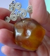 Vintage Jewelry Honey Yellow Natural Baltic Amber Cabochon Gem Charm Pendant #3b - Pendants