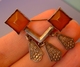 Delcampe - Latvia Old Jewelry Orange Baltic Amber Gems SILVER 875 BROOCH PIN Marked RG1 #2k - Ethnics