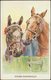 FE Valter - Horses - Yours Faithfully, 1957 - Valentine's Postcard - Horses